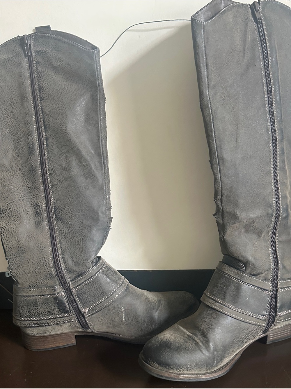 Nicole Brown and Black Low Heel Ankle Boots